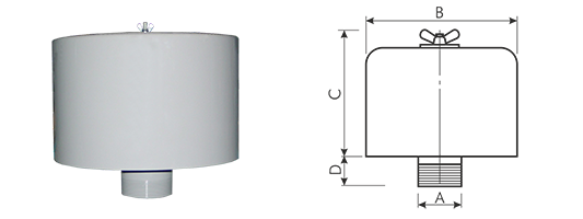 Einlassfilter mit Schalldämpfer, einschließlich Polyesterfilterpatrone, 1 x Außengewinde